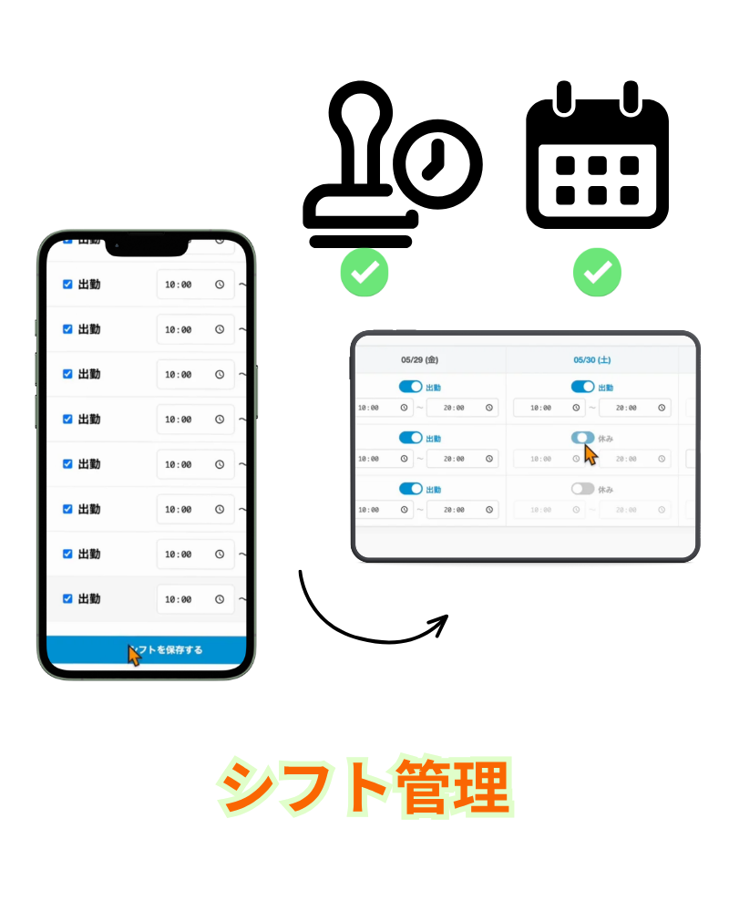 スタッフシフト・出退勤打刻管理